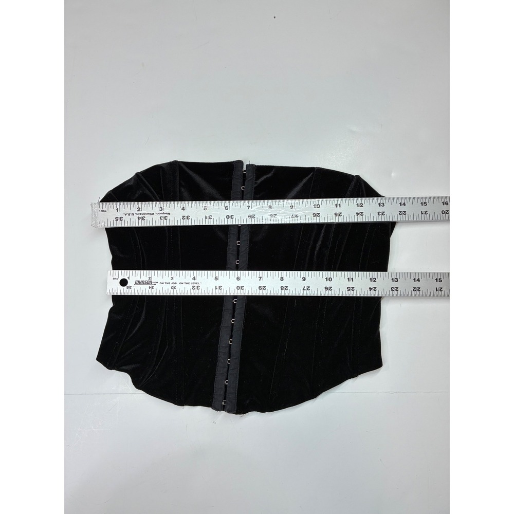 Beverly and Beck Womens XS Black Velvet Boned Strapless Hook Eye Corset Top - Picture 5 of 6